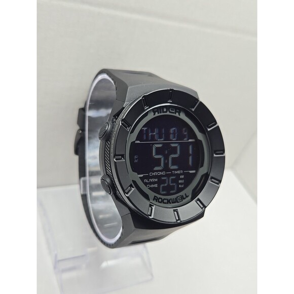 Rockwell Rider Coliseum Digital Black 48mm Chrono Timer Alarm 100M New Battery - Picture 3 of 11